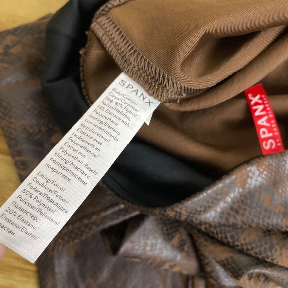 Spanx Faux Leather Brown Snake Leggings Medium Pull On Compression Stretch 20265 - Picture 9 of 10